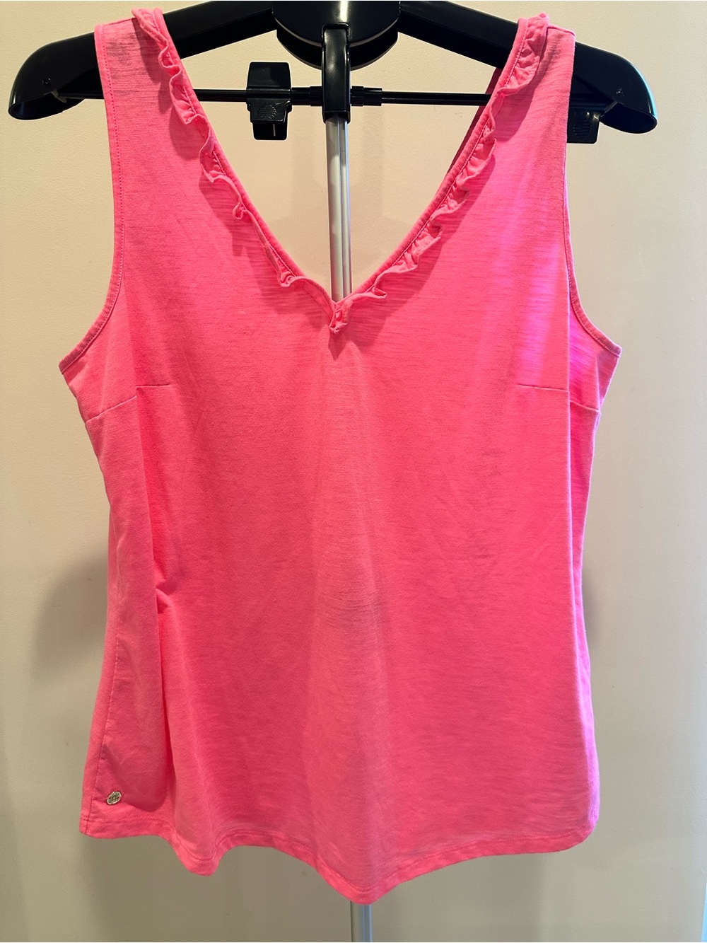 Lilly Pulitzer Bright Pink V-Neck Ruffle Tank